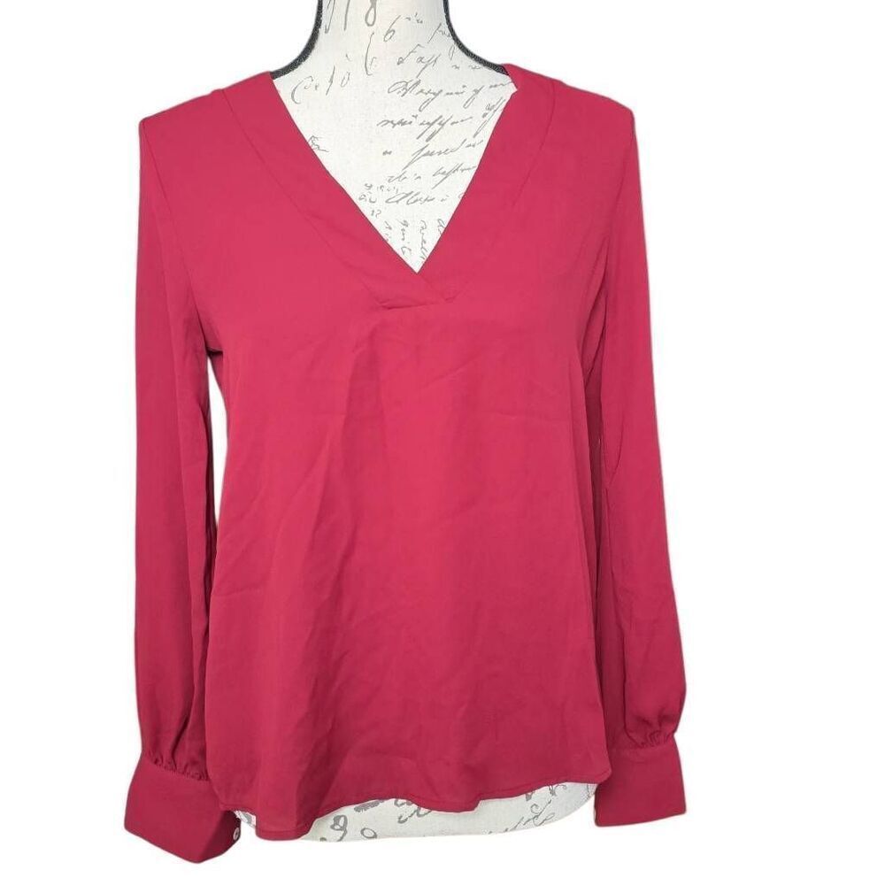 Forever 21 Women's Size XS Burgundy Long Sleeve V-Neck Blouse